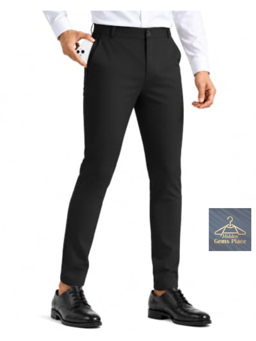 Men's Slim Fit Stretch Dress Pants Tapered Slacks Business Golf